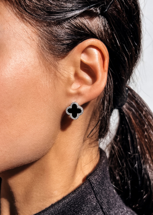 Сережки онікс Срібло 925° (родій) 520896ч