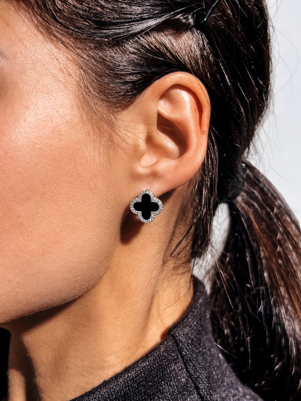 Kolczyki z onyksu Srebro 925° (rod) 520896h