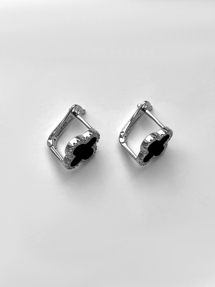 Kolczyki z onyksu Srebro 925° (rod) 520896h