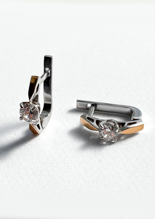 Сережки фіаніт Срібло 925° золото 375° 110с