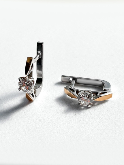 Сережки фіаніт Срібло 925° золото 375° 110с