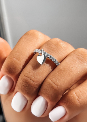 Каблучка фіаніт Срібло 925° (родій) 069810