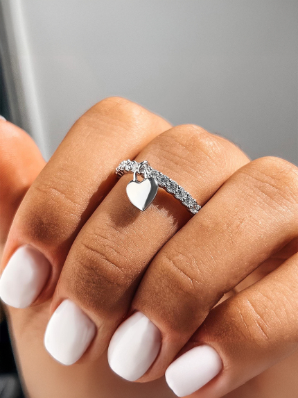 Каблучка фіаніт Срібло 925° (родій) 069810