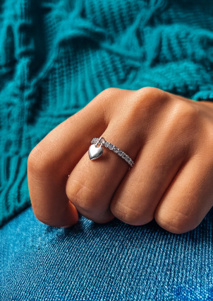 Каблучка фіаніт Срібло 925° (родій) 069810