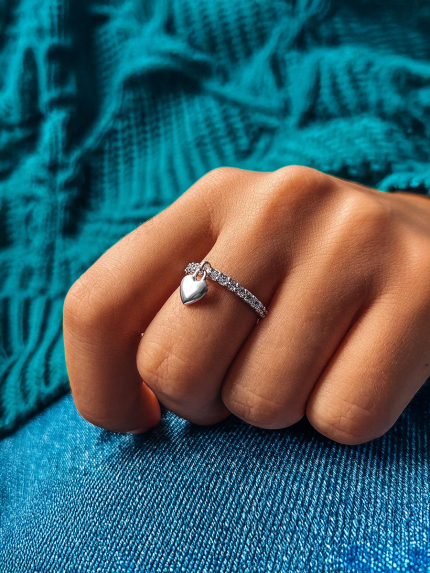 Каблучка фіаніт Срібло 925° (родій) 069810