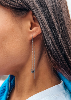 Сережки без вставок Срібло 925° (родій) 025930