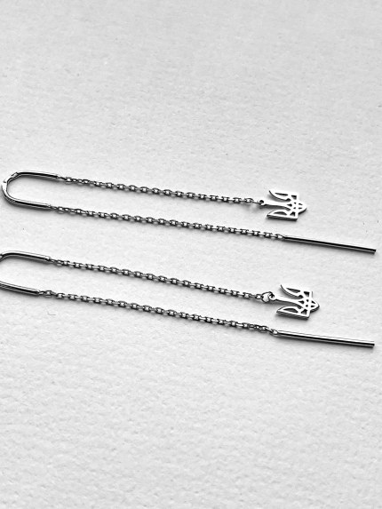 Сережки без вставок Срібло 925° (родій) 025930