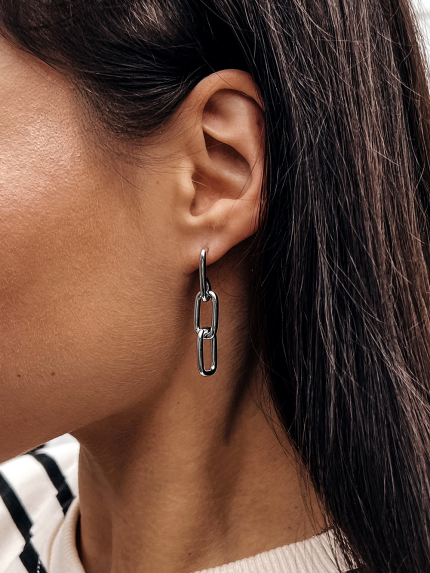 Сережки без вставок Срібло 925° (родій) GSE445P