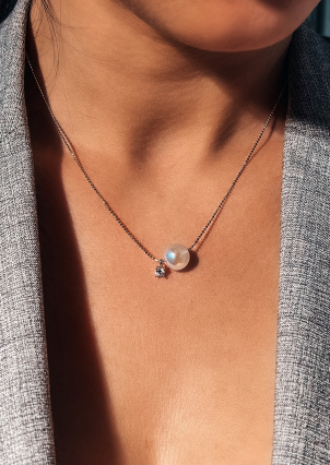 Кольє місячний камінь Срібло 925° (родій) 190002