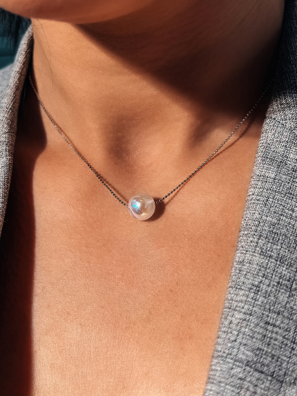 Кольє місячний камінь Срібло 925° (родій) 190002