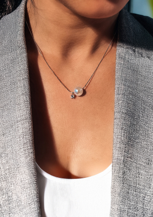 Кольє місячний камінь Срібло 925° (родій) 190002