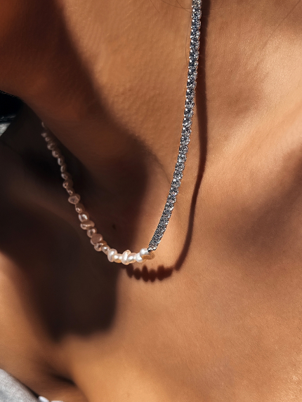 Кольє перлина Срібло 925° (родій) GZN109P