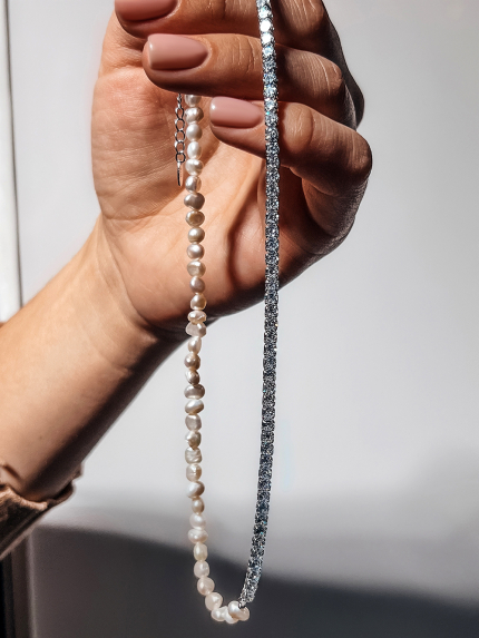 Кольє перлина Срібло 925° (родій) GZN109P