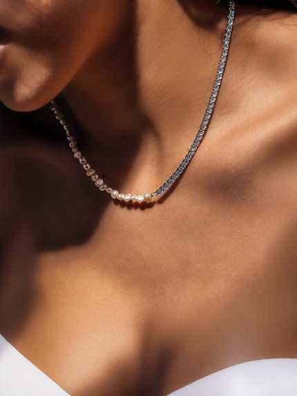 Кольє перлина Срібло 925° (родій) GZN109P