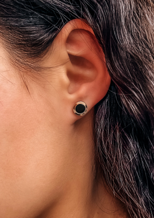 Сережки онікс Срібло 925° золото 375° 784с