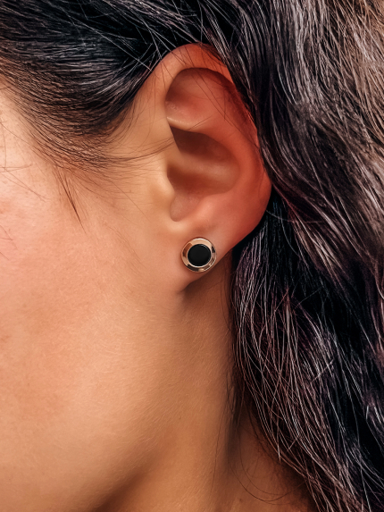 Сережки онікс Срібло 925° золото 375° 784с