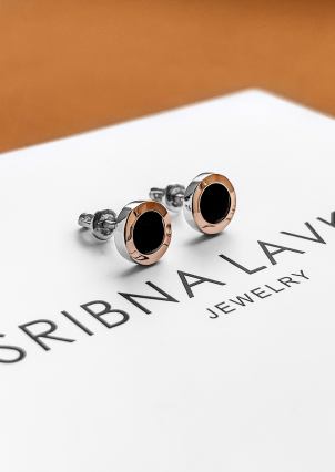 Сережки онікс Срібло 925° золото 375° 784с