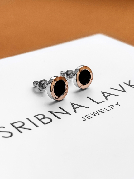 Сережки онікс Срібло 925° золото 375° 784с