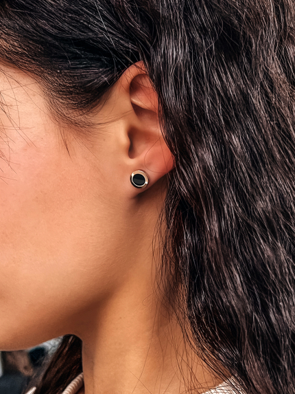 Сережки онікс Срібло 925° золото 375° 784с