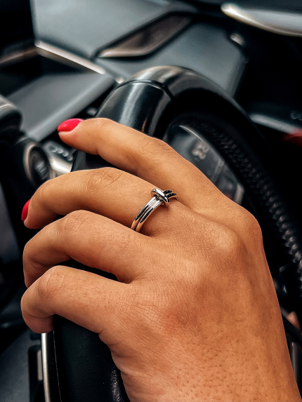 Pierścionek bez wkładek Srebro 925° (rod) GSR329P6