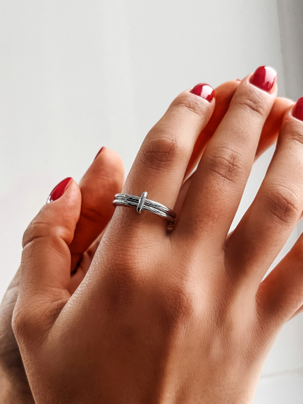 Pierścionek bez wkładek Srebro 925° (rod) GSR329P6