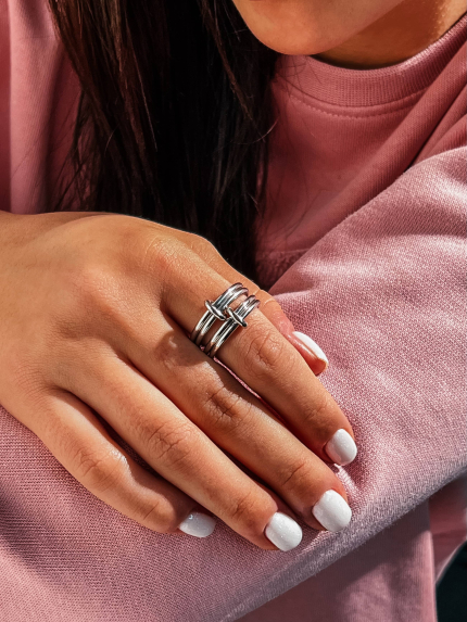 Pierścionek bez wkładek Srebro 925° (rod) GSR329P6