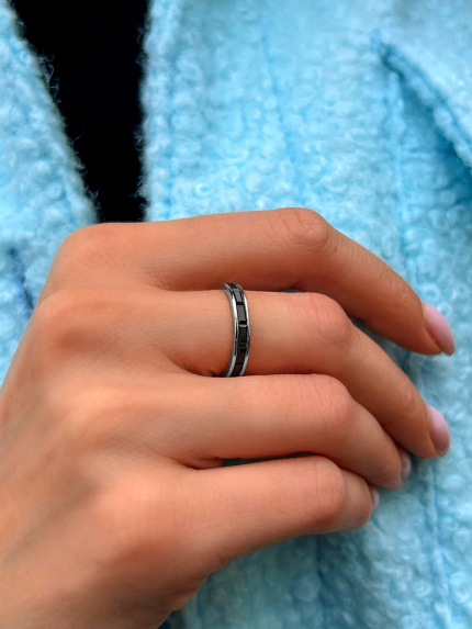 Pierścionek Fianit (AAAA) Srebro 925° (rod) EQR2718R6 R