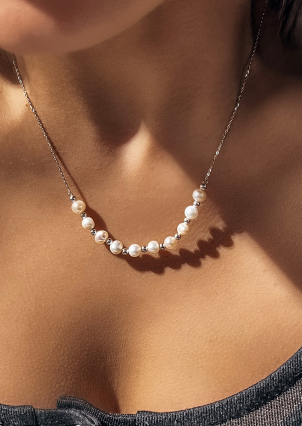 Кольє перлина Срібло 925° (родій) GZB124P