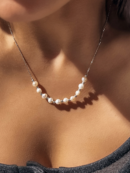 Кольє перлина Срібло 925° (родій) GZB124P