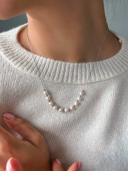 Кольє перлина Срібло 925° (родій) GZB124P