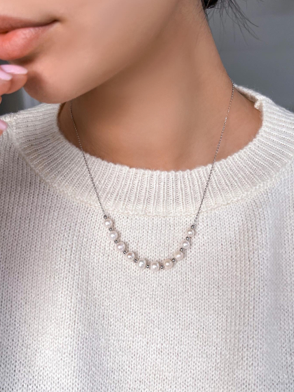 Кольє перлина Срібло 925° (родій) GZB124P