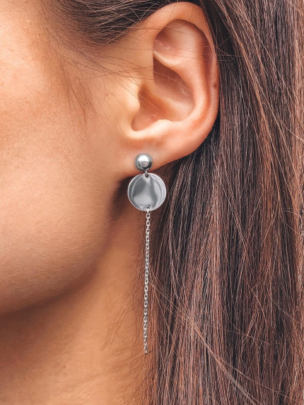 Сережки без вставок Срібло 925° (родій) 20056