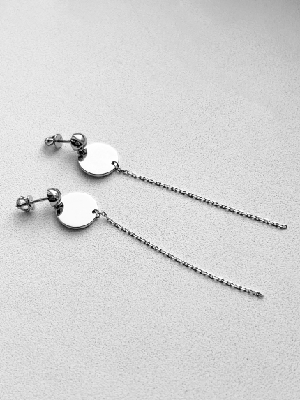 Сережки без вставок Срібло 925° (родій) 20056