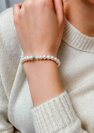 Браслет перлина Срібло 925° (родій) GPB12P