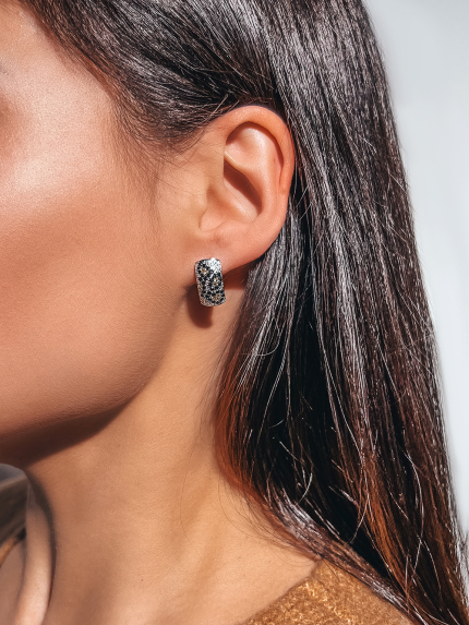 Kolczyki cyjanitowe Srebro 925° (rod) sk2fc/2099