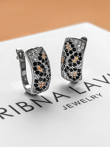 Kolczyki cyjanitowe Srebro 925° (rod) sk2fc/2099