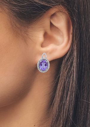 Сережки аметист Срібло 925° (родій) 2240/9р
