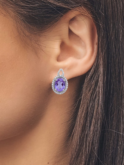 Amethyst earrings Silver 925° (rhodium) 2240/9р