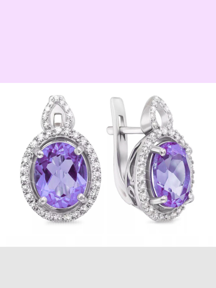 Amethyst earrings Silver 925° (rhodium) 2240/9р