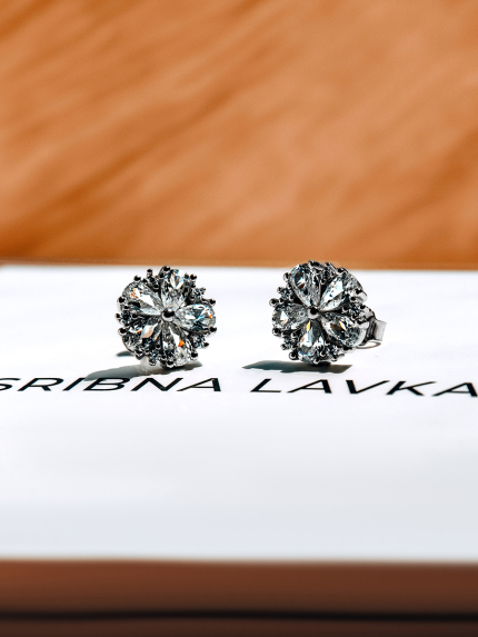 Сережки Фіаніт (5А) Срібло 925° (родій) SE257