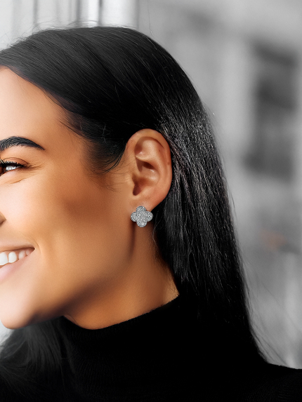 Fianite earrings (AAAAA) Silver 925° (rhodium) 1085602