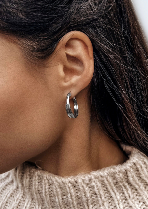 Сережки без вставок Срібло 925° (родій) 1511302