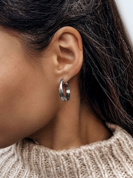 Сережки без вставок Срібло 925° (родій) 1511302