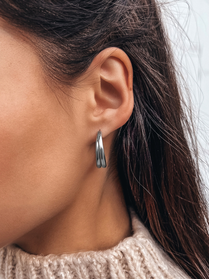 Сережки без вставок Срібло 925° (родій) 1511302
