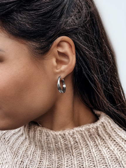 Сережки без вставок Срібло 925° (родій) 1511302