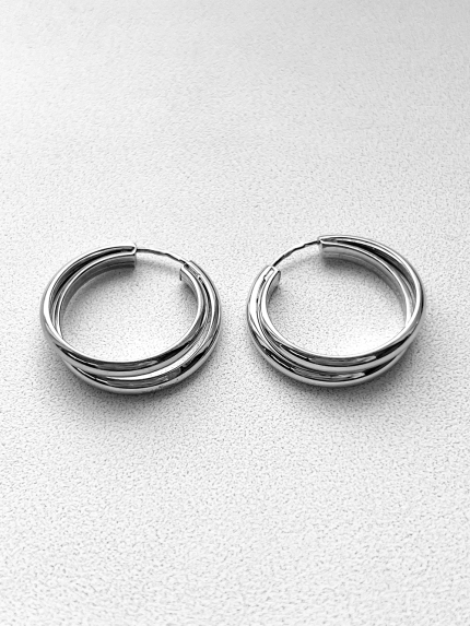 Сережки без вставок Срібло 925° (родій) 1511302