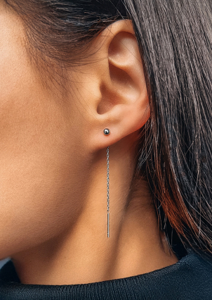 Сережки без вставок Срібло 925° (родій) 110009