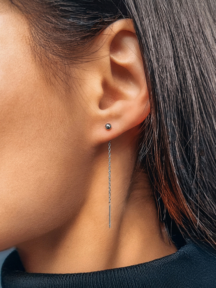 Сережки без вставок Срібло 925° (родій) 110009