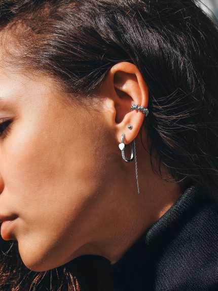 Сережки без вставок Срібло 925° (родій) 110009