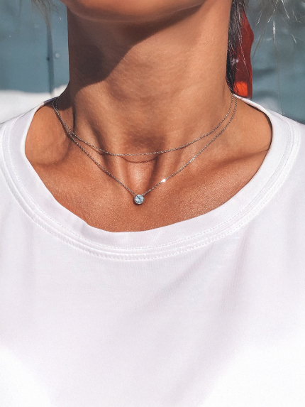 Кольє фіаніт Срібло 925° (родій) кл2ф/415-85р